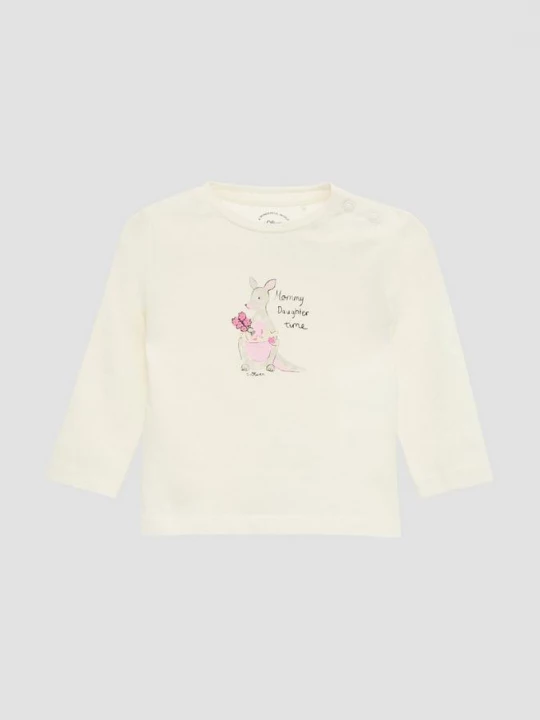 Foto van product Zachte katoenen top met lange mouwen en een glitterprint op de voorkant s.Oliver crème