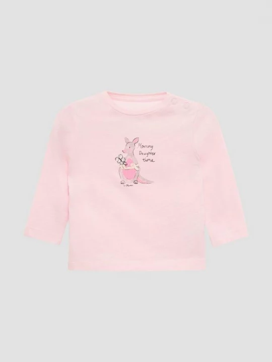 Foto van product Zachte katoenen top met lange mouwen en een glitterprint op de voorkant s.Oliver roze