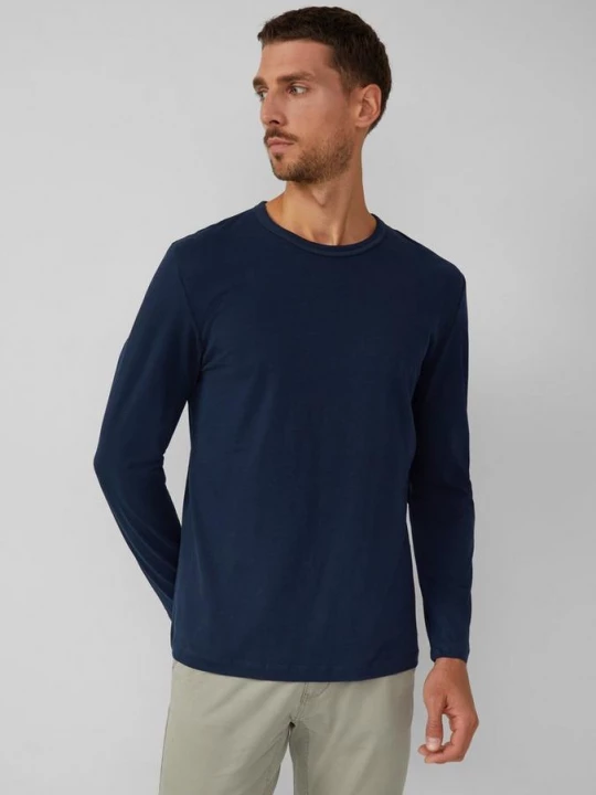 Foto van product Zachte lange mouw met ronde hals en logopatch s.Oliver blauw