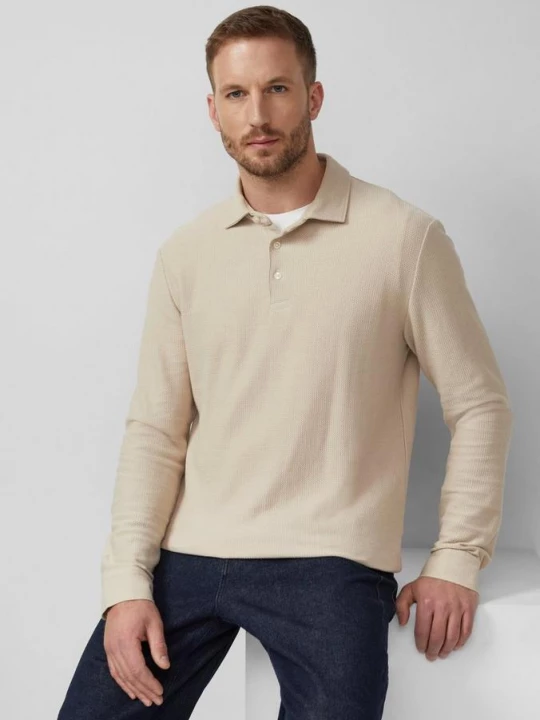 Foto van product Zachte polo met lange mouwen in gestructureerde jacquard s.Oliver beżowy
