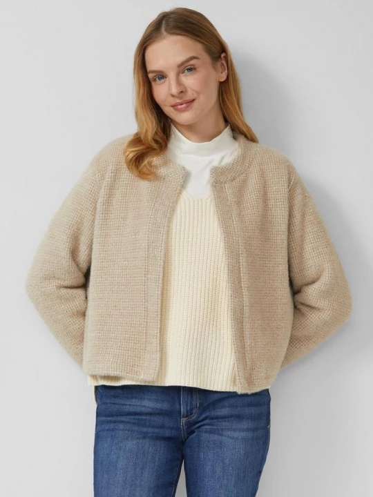 Foto van product Zachte sweatshirt jas met jacquard en geborsteld s.Oliver bruin