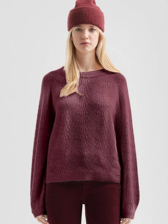 Foto van product Zachte trui met ajourmotief QS rood