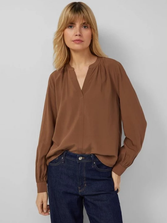 Foto van product Zachte viscose blouse met rimpels s.Oliver bruin