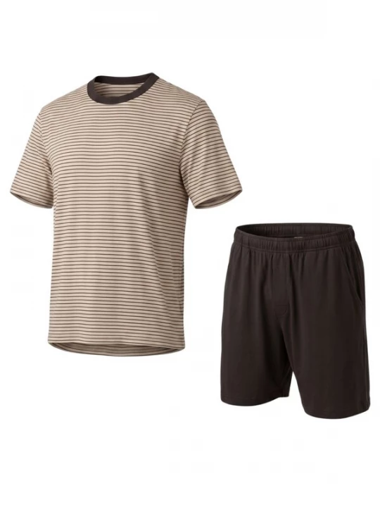 Foto van product zd ZERO DEFECTS Pyjama kort 'Men's Short Modal Pyjamas Suihei Lead Grey' beige / grijs