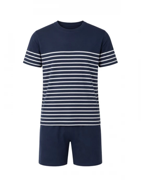 Foto van product zd ZERO DEFECTS Pyjama kort 'Modal Bruma' navy