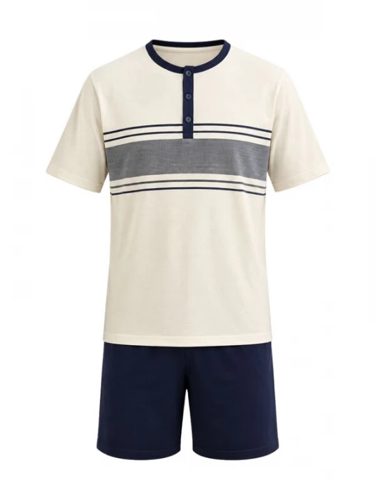 Foto van product zd ZERO DEFECTS Pyjama kort 'Modal Duna' navy