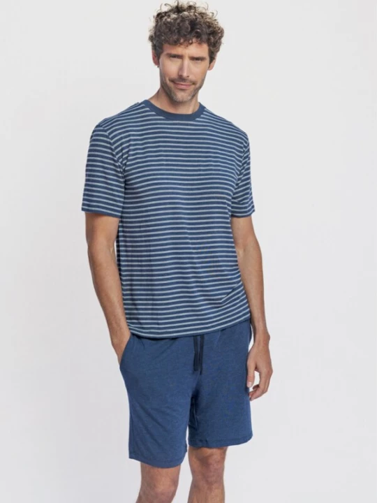 Foto van product zd ZERO DEFECTS Pyjama kort 'Modal Kouros navy' navy