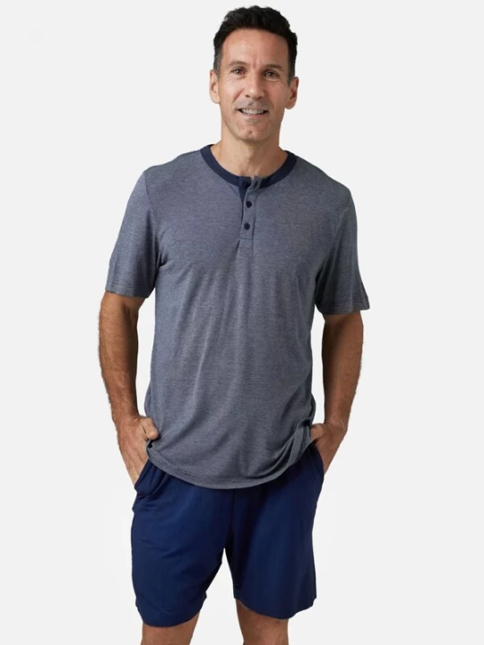 Foto van product zd ZERO DEFECTS Pyjama kort 'Modal Leios' blauw