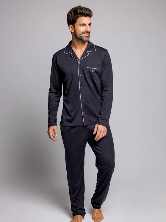 Foto van product zd ZERO DEFECTS Pyjama lang 'Marine 100% mercerized cotton' marine