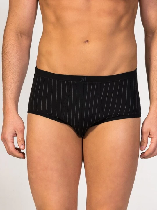 Foto van product zd ZERO DEFECTS Slip 'Senior Prinstriped Egyptian cotton' zwart