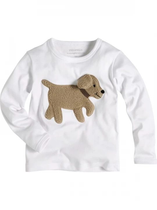 Foto van product ZIEGFELD Kids Shirt 'Hund BOBBY weiss Pulli Shirt Langarm, mit Teddyfell Applikation und Geheimtasche im Ohr' wit