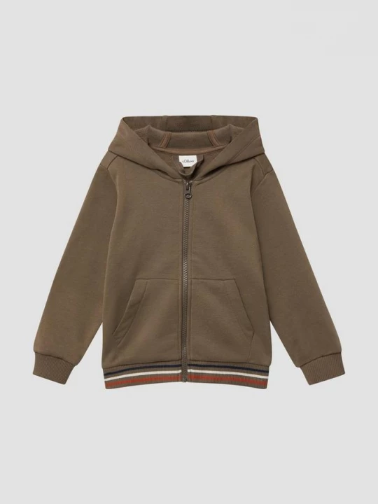 Foto van product Zip hoodie met elastische tailleband en grote rugprint s.Oliver bruin