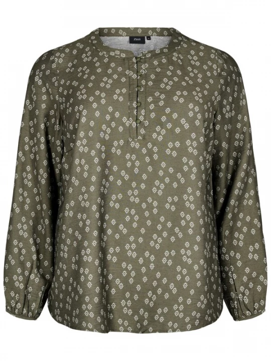 Foto van product Zizzi Blouse 'Caava' donkergroen / wit