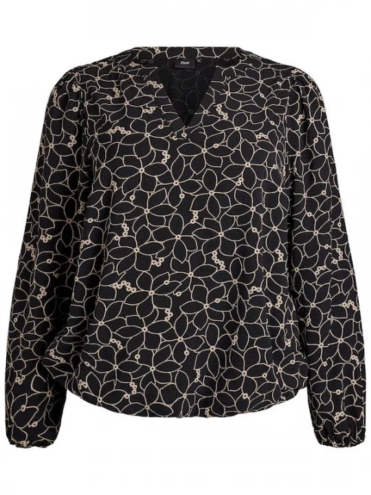 Foto van product Zizzi Blouse 'Cabine' crème / zwart
