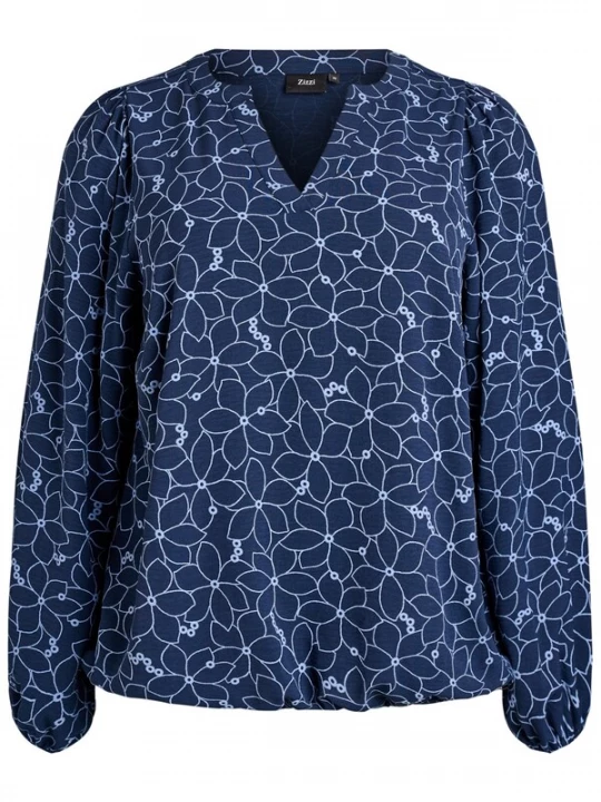 Foto van product Zizzi Blouse 'Cabine' navy / wit