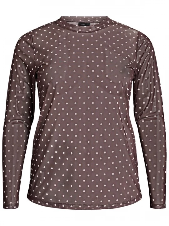 Foto van product Zizzi Blouse 'ELEAH' bruin / natuurwit
