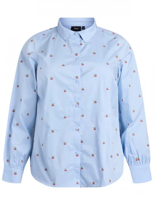 Foto van product Zizzi Blouse 'Mcherry' lichtblauw / groen / rood