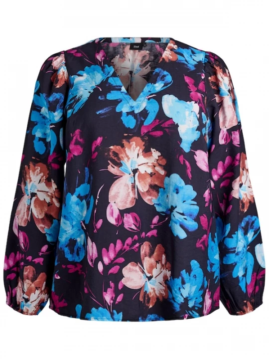 Foto van product Zizzi Blouse 'MCLARU' marine / azuur / roestbruin / donkerroze