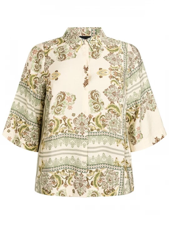 Foto van product Zizzi Blouse 'Mestea' beige / bruin / pastelgroen