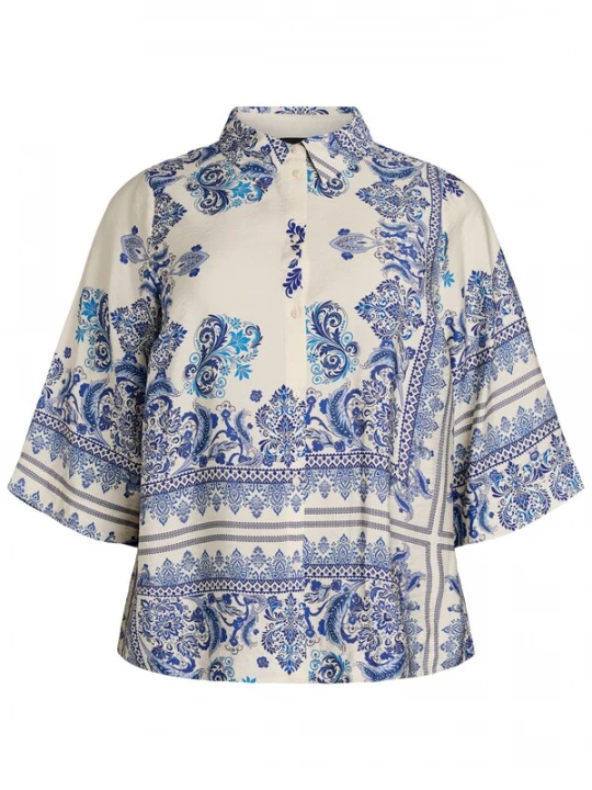 Foto van product Zizzi Blouse 'Mestea' blauw / navy / hemelsblauw / offwhite