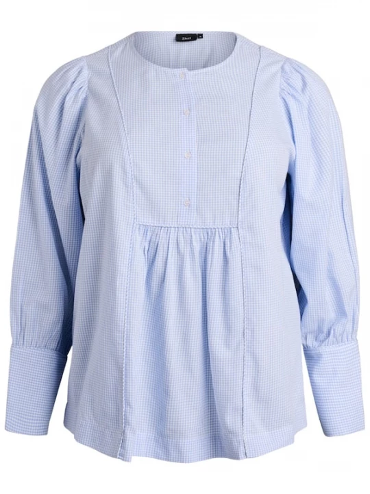Foto van product Zizzi Blouse 'Mfia' lichtblauw / wit