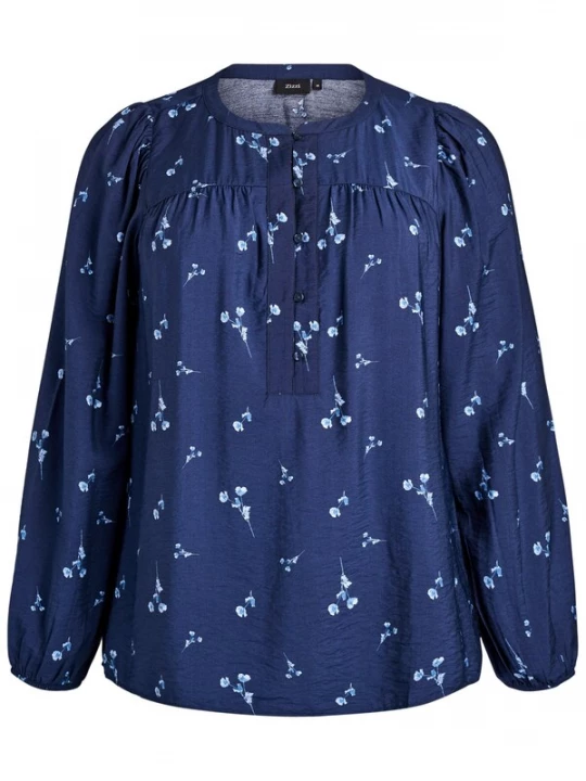 Foto van product Zizzi Blouse 'MNABILA' navy / azuur / wit