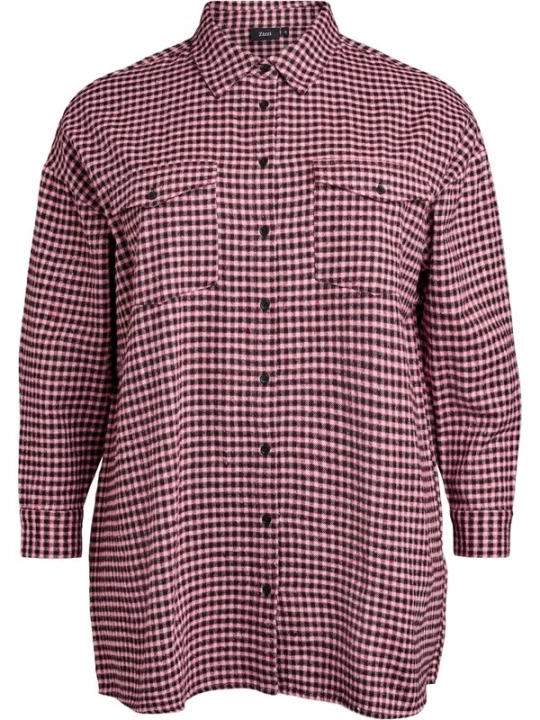 Foto van product Zizzi Blouse 'MRAFINE' wijnrood / pastelrood / zwart
