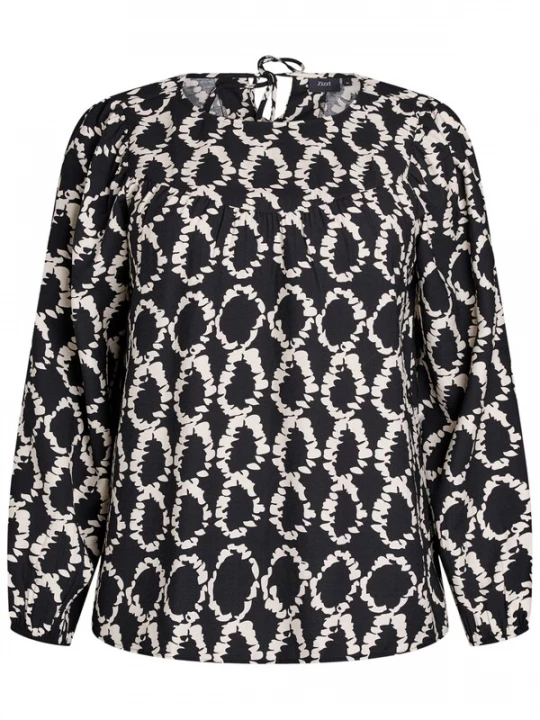 Foto van product Zizzi Blouse 'Vellen' zwart / offwhite