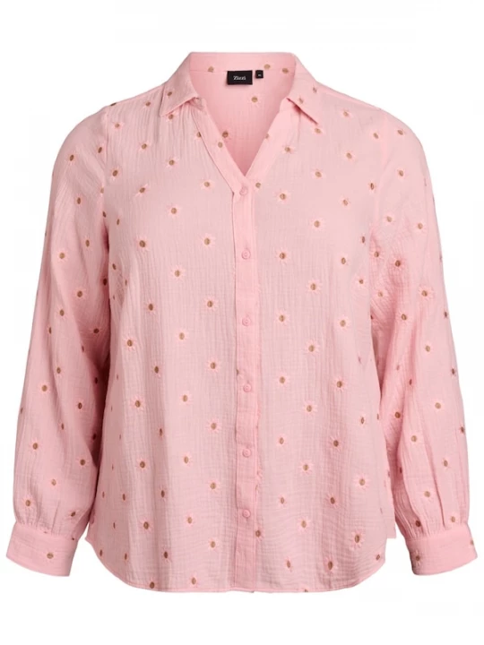 Foto van product Zizzi Blouse 'Viva' lichtbruin / rosa