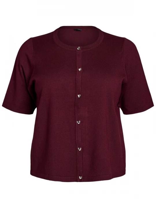 Foto van product Zizzi Gebreid vest 'Carrie Heart' wijnrood