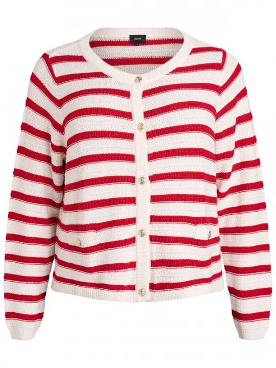 Foto van product Zizzi Gebreid vest rood / wit