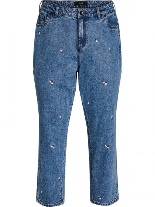Foto van product Zizzi Jeans 'Mille' blauw denim / olijfgroen / rosé