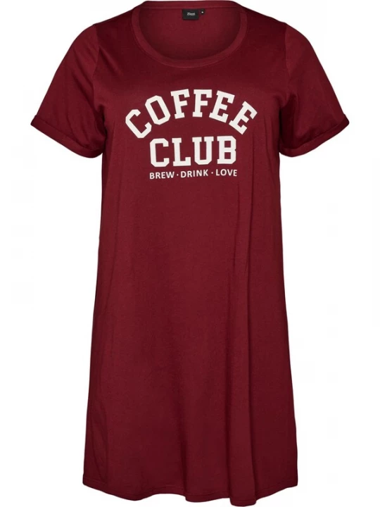 Foto van product Zizzi Pyjama 'MALLY' bourgogne / wit