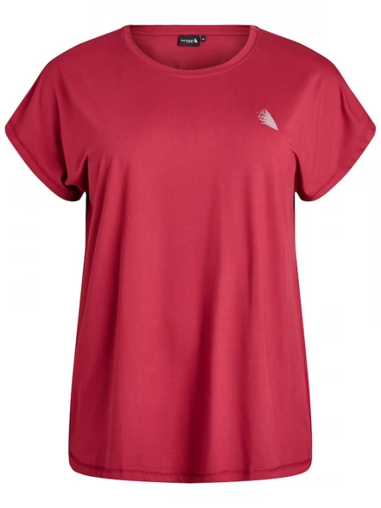 Foto van product Zizzi Shirt 'ABASIC' karmijnrood / offwhite