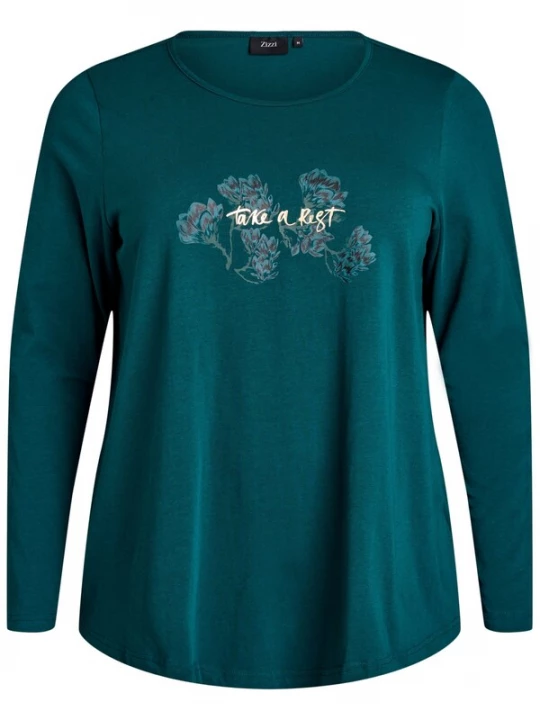 Foto van product Zizzi Shirt 'Dana' petrol / wit