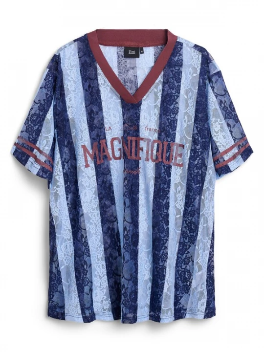 Foto van product Zizzi Shirt 'EMonica' blauw / lichtblauw / bourgogne