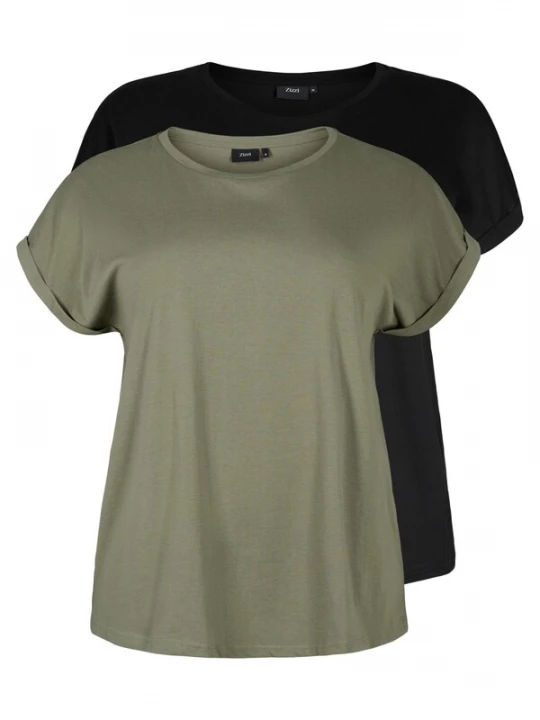 Foto van product Zizzi Shirt 'KATJA' olijfgroen / zwart