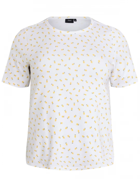 Foto van product Zizzi Shirt 'Luna' geel / donkergroen / wit
