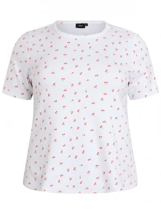 Foto van product Zizzi Shirt 'Luna' groen / kersrood / wit