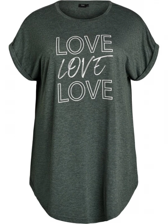 Foto van product Zizzi Shirt 'Malis' donkergroen / wit