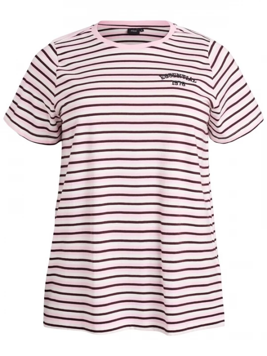 Foto van product Zizzi Shirt 'Mallis' pink / wijnrood / wit