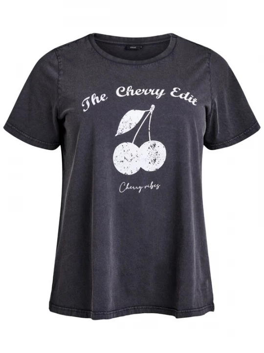 Foto van product Zizzi Shirt 'Mally' antraciet / wit
