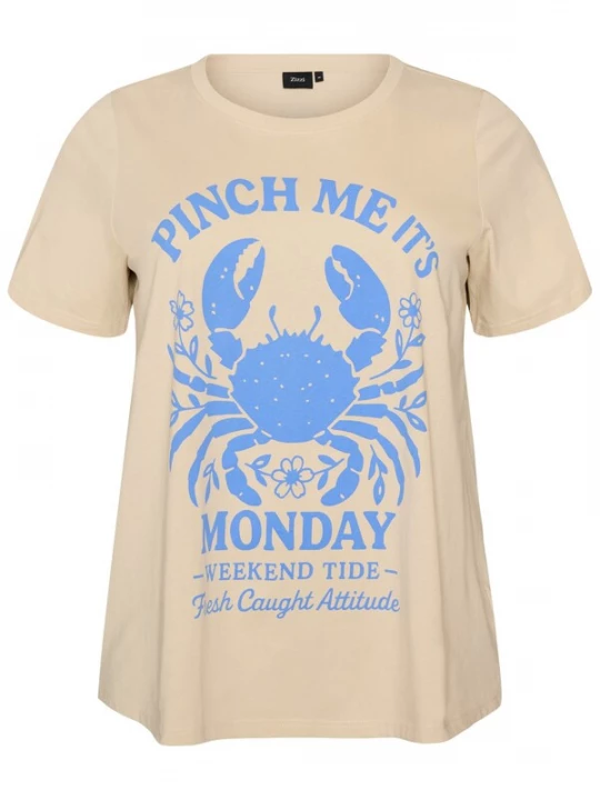 Foto van product Zizzi Shirt 'Mliz' beige / royal blue / koningsblauw