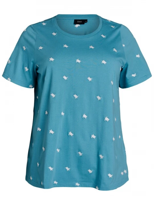Foto van product Zizzi Shirt 'Velin' azuur / wit
