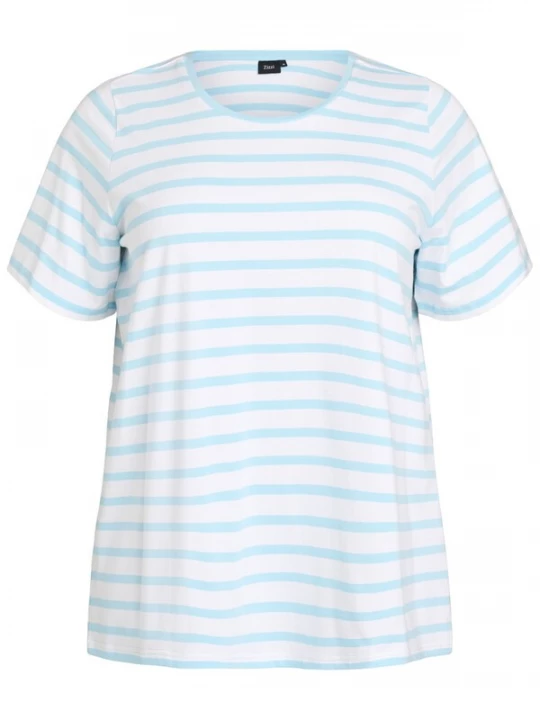 Foto van product Zizzi Shirt 'Vivi' lichtblauw / wit