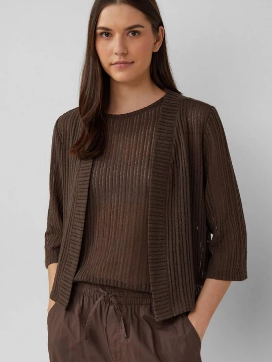 Foto van product Zomers vest in relaxed fit met 3 / 4-mouwen s.Oliver bruin
