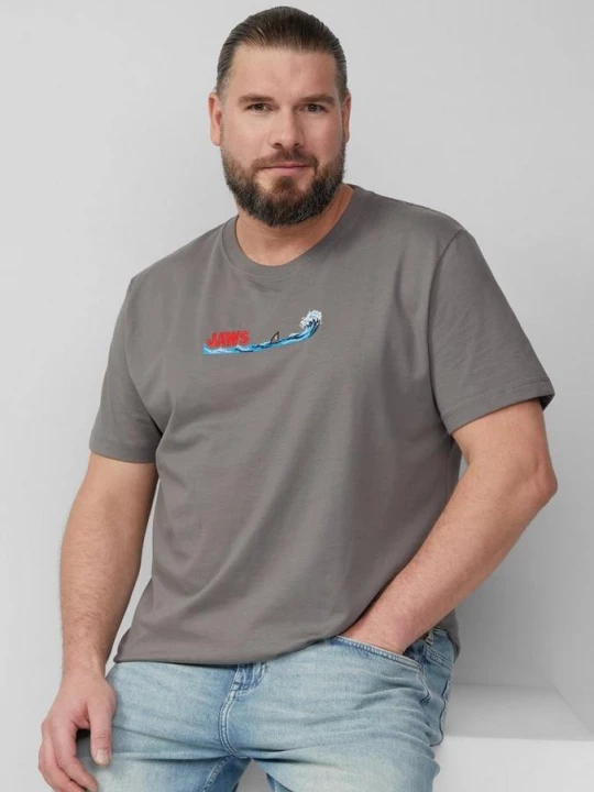 Foto van product Zwaar jersey T-shirt met Jaws© UCS LLC artwork s.Oliver grijs