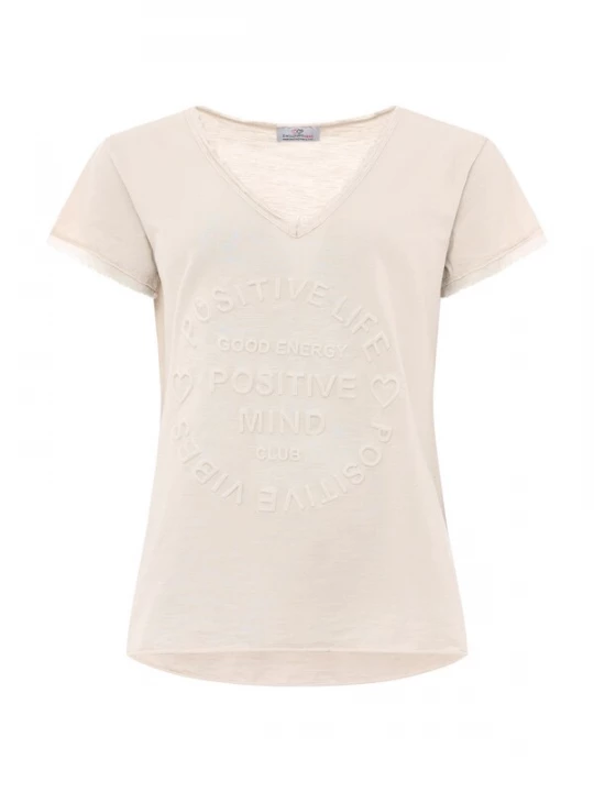 Foto van product Zwillingsherz Shirt 'Positive Mind' lichtbeige
