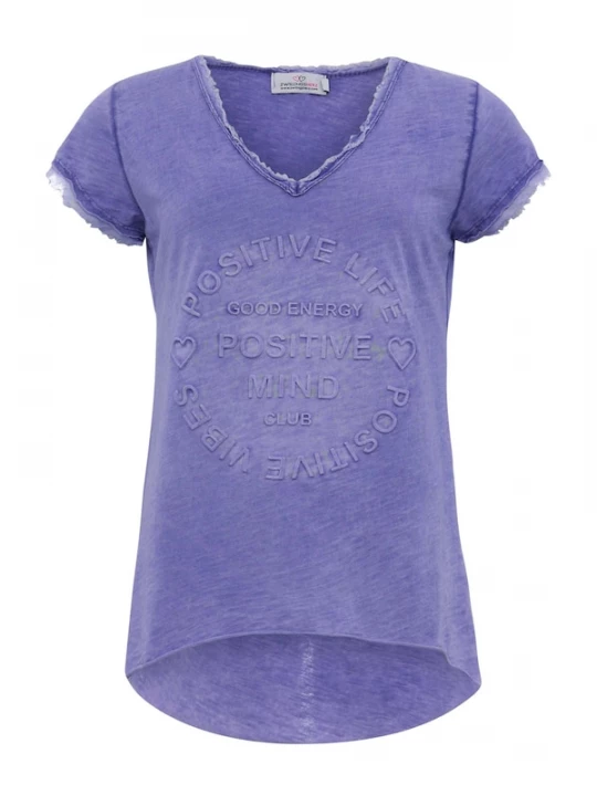 Foto van product Zwillingsherz Shirt 'Positive Mind' lila