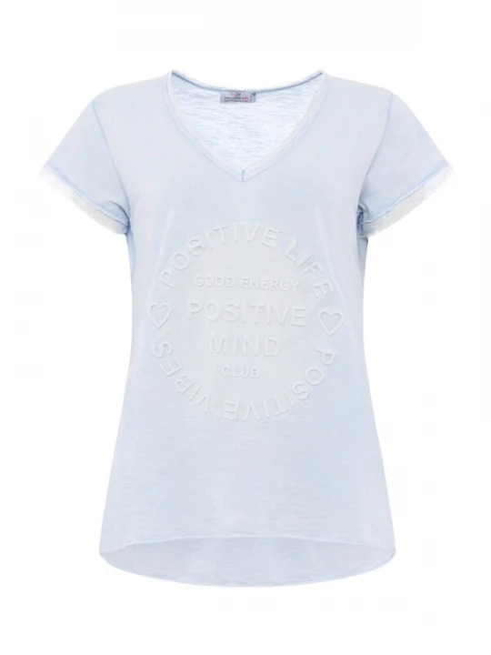 Foto van product Zwillingsherz Shirt 'Positive Mind' pastelblauw